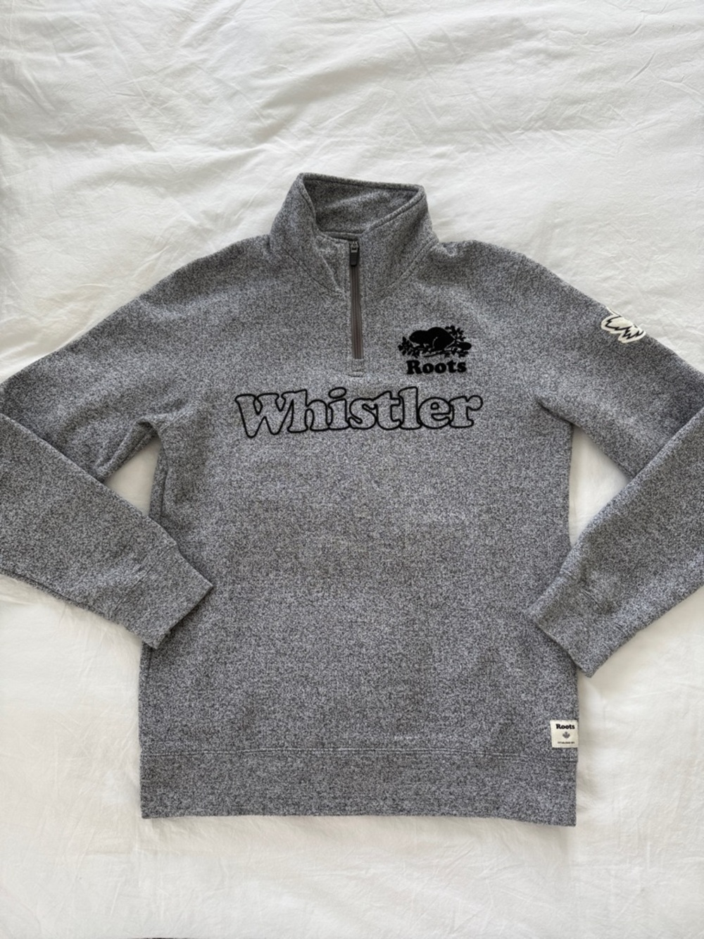 Roots Men's Grey Whistler Quarter Zip Sweater Size XS
